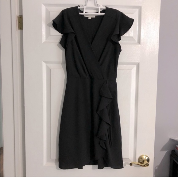 Monteau Ruffle Mini Black Dress - Picture 2 of 6